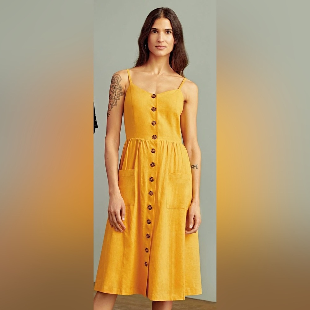 Reitmans Mustard Button-Down Midi Dress